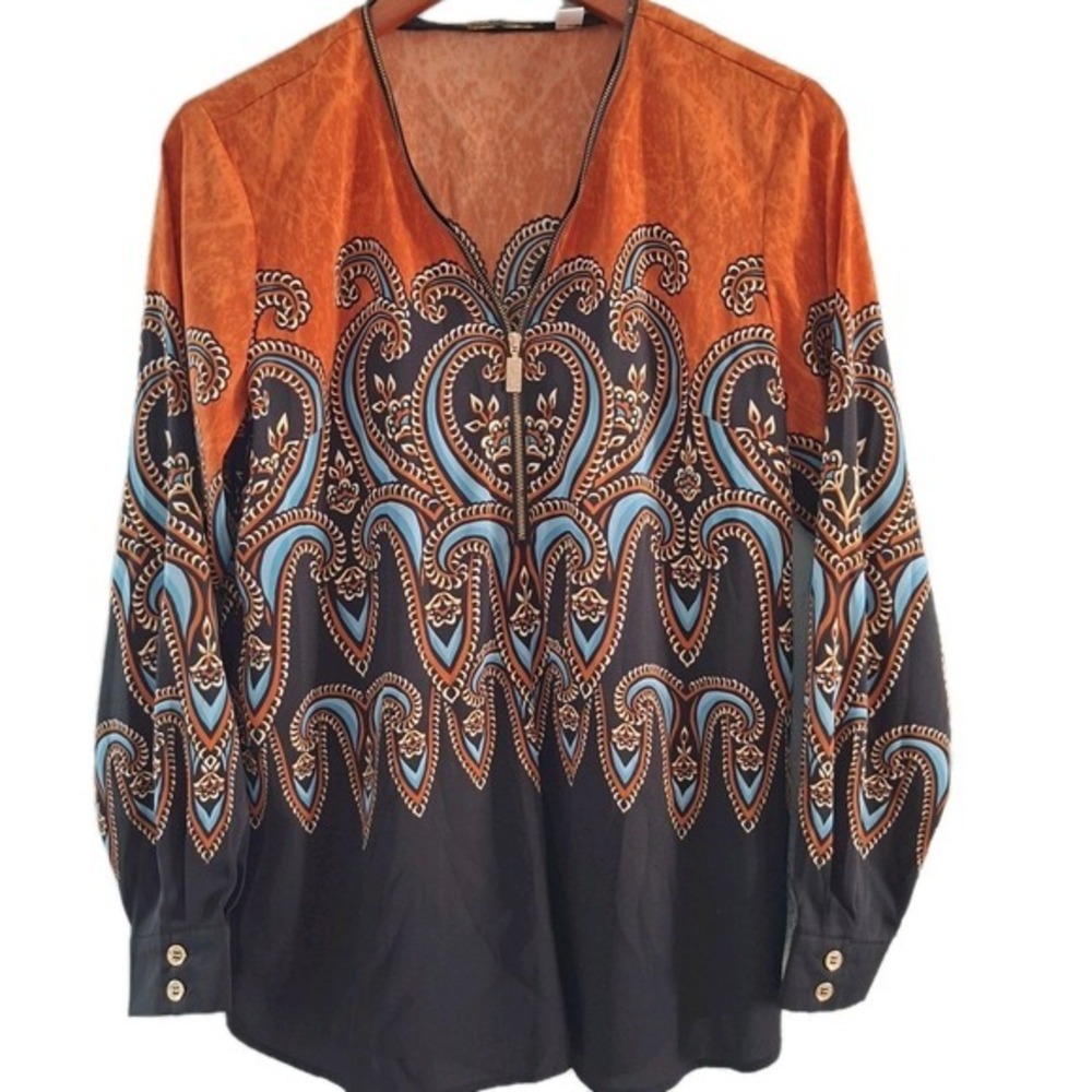 Bob Mackie Wearable Art Top Designer Blouse Women's Size S